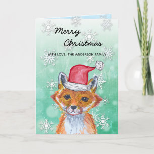 Tarjeta Festividad de invierno Fox Feliz Navidad