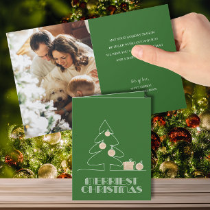 Tarjeta Festividad de la foto plegada verde del árbol de n
