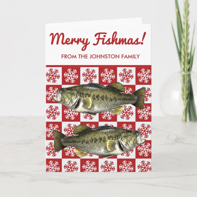 Tarjeta Festividad de la nieve de ferry Fishmas Bass (Anverso)