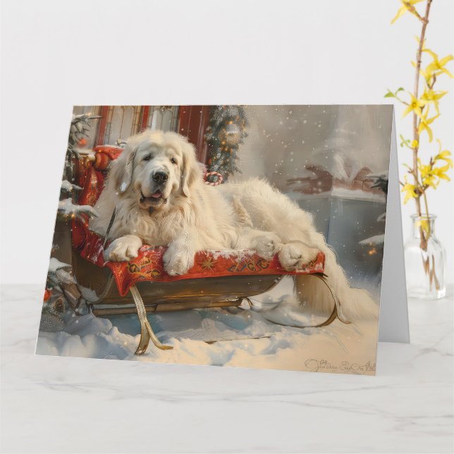Tarjeta Festividad de los grandes Navidades de perro de lo (flor amarilla)