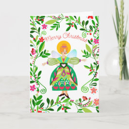 Tarjeta Festividad de los Navidades de ángel folclórico mo