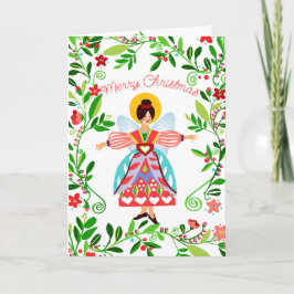 Tarjeta Festividad de los Navidades de Folk Angel moderno