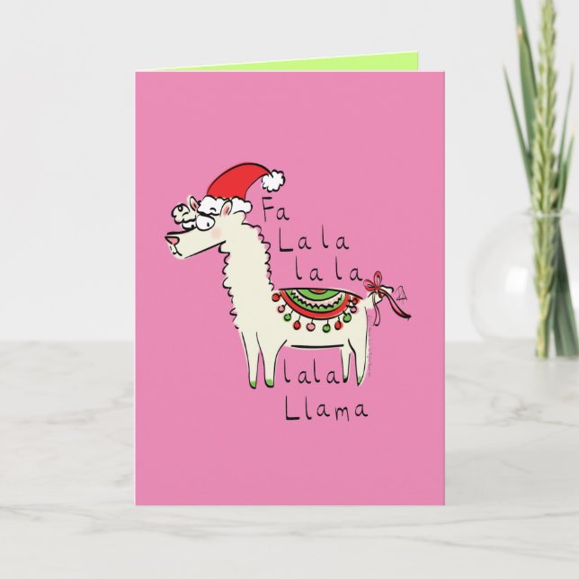 Tarjeta Festividad de los Navidades de Llama Cute (Anverso)