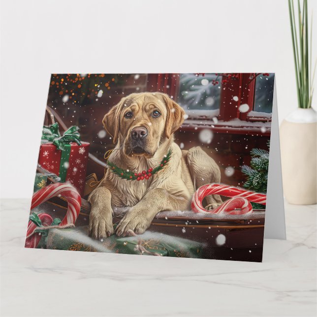 Tarjeta Festividad de los Navidades de perro de Labrador (Anverso)