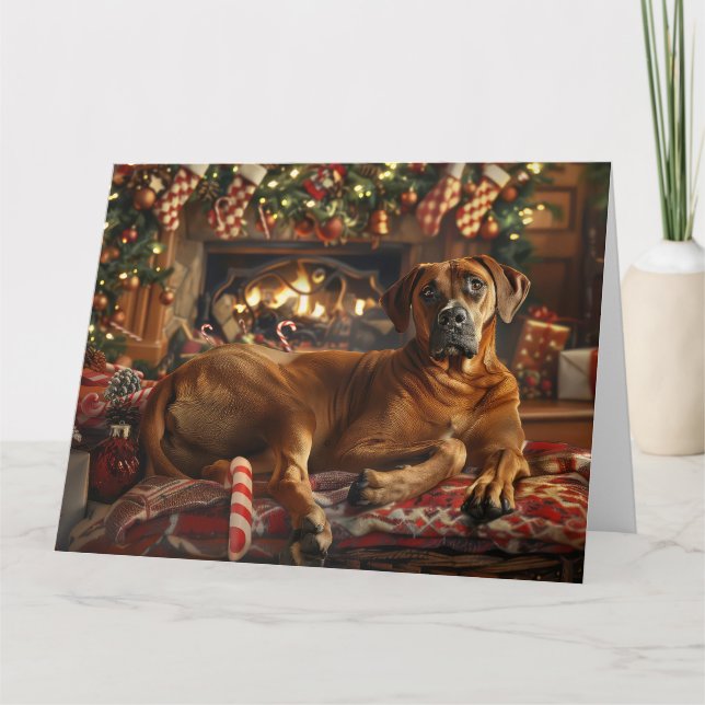 Tarjeta Festividad de los Navidades de perro de Ridgeback (Anverso)