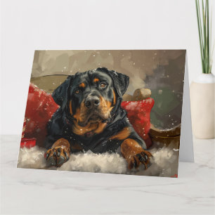Tarjeta Festividad de los Navidades de perro de Rottweiler