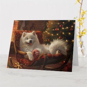 Tarjeta Festividad de los Navidades de perro de Samoyed