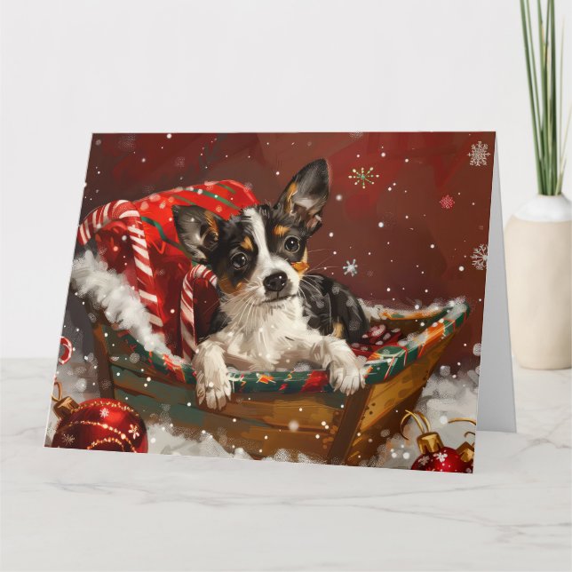 Tarjeta Festividad de los Navidades de perros de Rat Terri (Anverso)