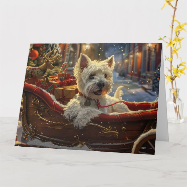 Tarjeta Festividad de los Navidades de perros del Territor (flor amarilla)