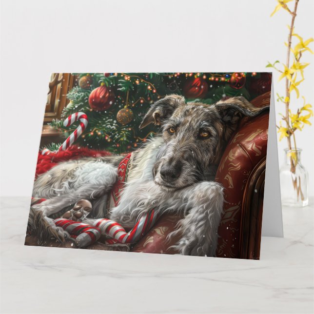 Tarjeta Festividad de los Navidades del perro lobf Hound (flor amarilla)