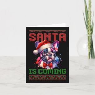 Tarjeta Festividad de los Navidades feos del Bulldog franc