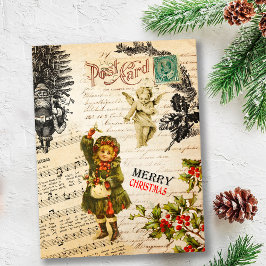 Tarjeta Festividad de los Navidades victorianos Chica y Ho