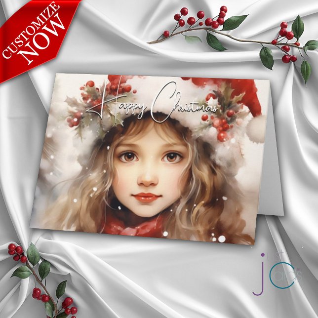 Tarjeta Festividad de los pequeños Navidades de Santa Elen (Customizable Text)