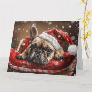 Tarjeta Festividad de Navidades de Bulldog de Francia