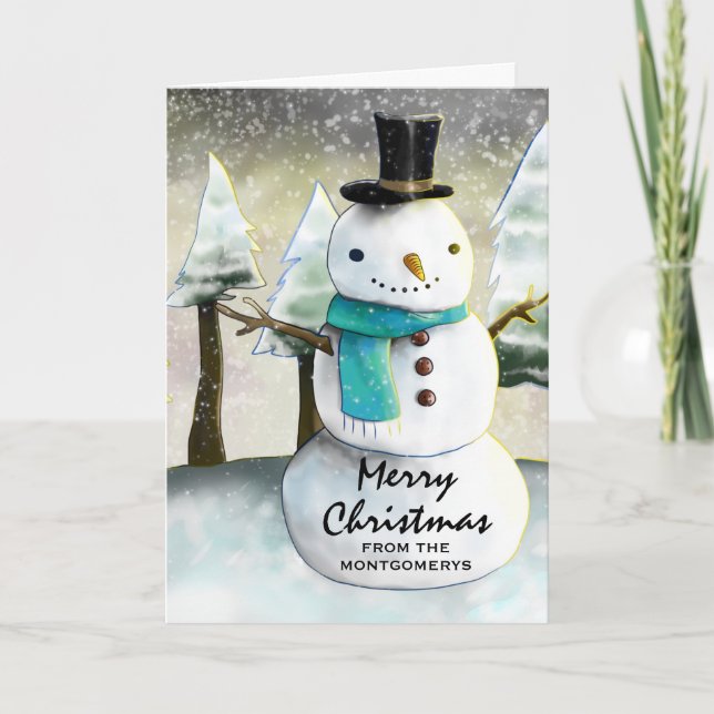 Tarjeta Festividad de Navidades de la escena invernal de S (Anverso)