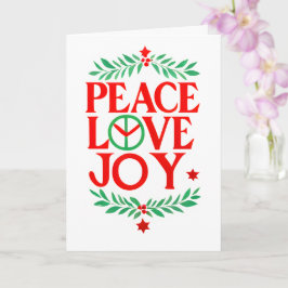 Tarjeta Festividad de Navidades de Peace Love Joy