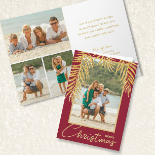 Tarjeta Festividad de Navidades multifoto de palmas tropic