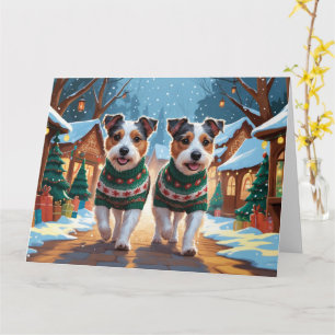 Tarjeta Festividad de nieve para los Navidades de perros d