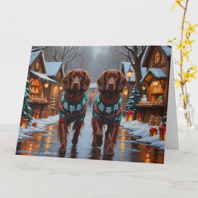 Tarjeta Festividad de nieve para los Navidades irlandeses  (flor amarilla)