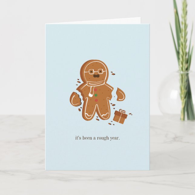 Tarjeta Festividad del año duro del hombre de jengibre (Anverso)