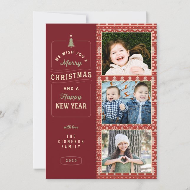 Tarjeta Festividad del patrón de punto nórdico (Anverso)