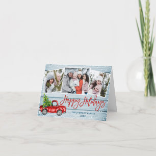 Tarjeta Festividad del saludo de 3 FOTOS del Camión Rojo N
