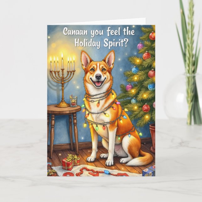 Tarjeta Festividad del saludo de los Navidades Canaan Dog (Anverso)