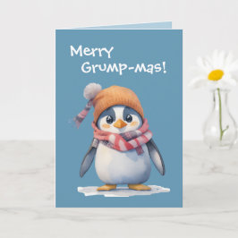 Tarjeta Festividad divertida de los Navidades Grumpy Pengu