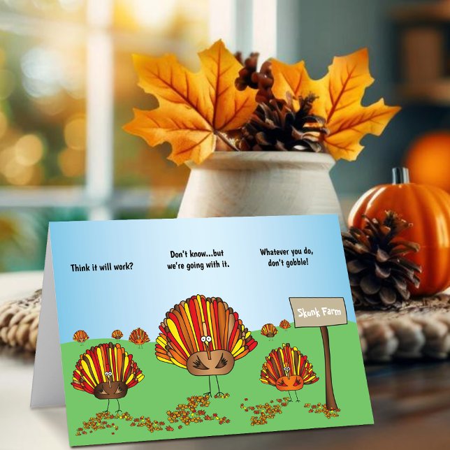 Tarjeta Festividad divertida y Personalizado de Acción de  (Hey! Check out this most awesome cartoon Turkey Thanksgiving and Holdiay greeting card!)