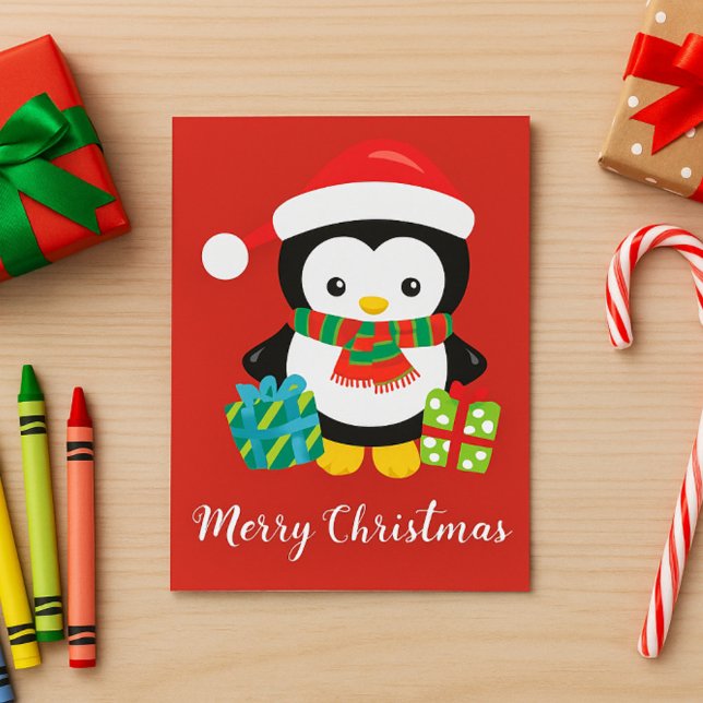 Tarjeta Festividad festiva de Navidades de pingüino cutáne (Subido por el creador)
