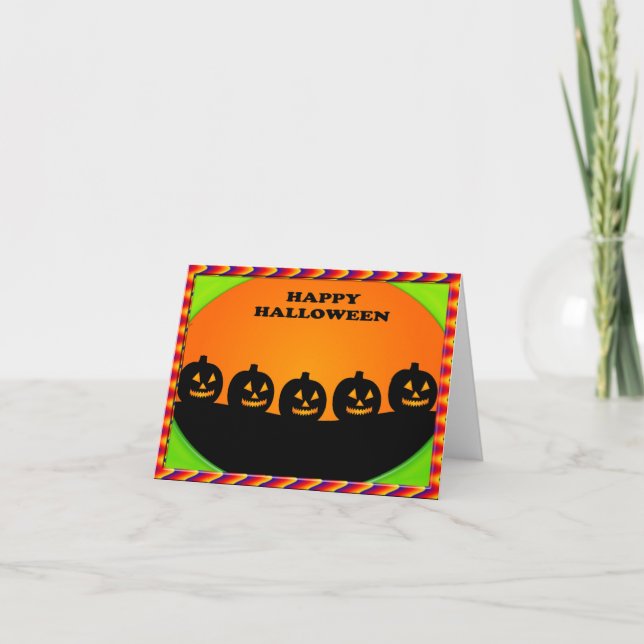 Tarjeta Festividad Halloween Jack o' Lantern Silhouettes (Anverso)