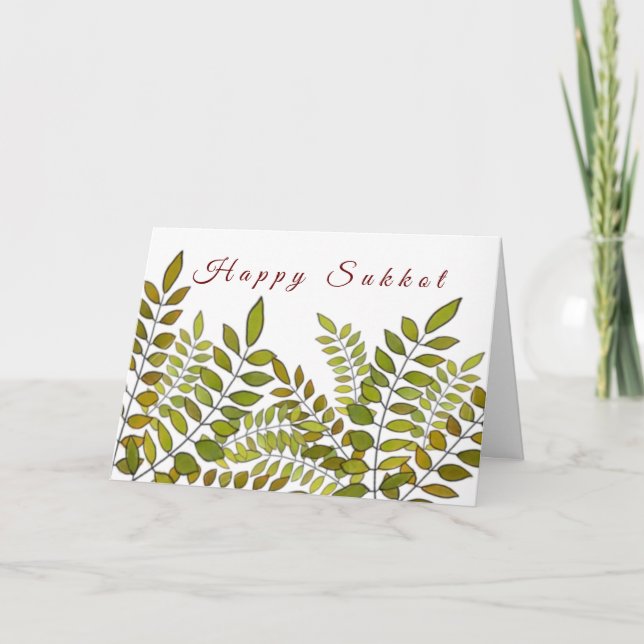 Tarjeta Festividad judía Felices hojas de Sukkoth y limón (Anverso)