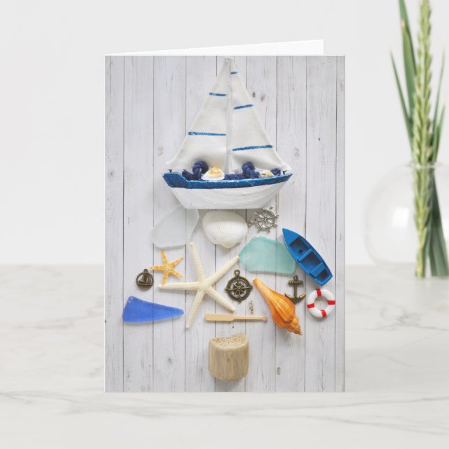 Tarjeta Festividad Náutica de Árbol de Navidad (Anverso)