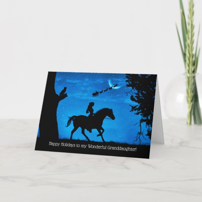 Tarjeta Festividad nieta con caballos y motociclistas (Anverso)
