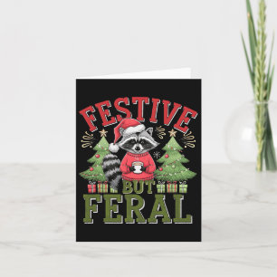 Tarjeta Festividad pero Feral Raccoon Navidades Santa Fun