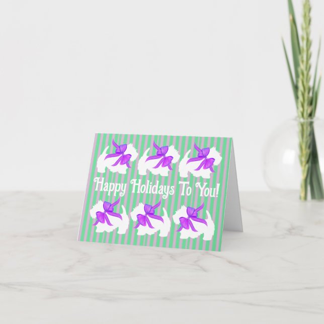 Tarjeta Festividad personalizada de perro blanco occidenta (Anverso)