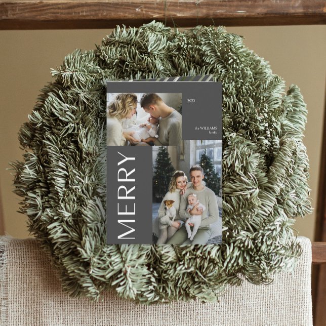 Tarjeta Festividad plegada por feriado de Navidades de fot (Spread Cheer! Customize Your 'MERRY' Photo Holiday Card 📷🎄 [Upload Here])