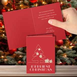 Tarjeta Festividad roja del árbol navideño