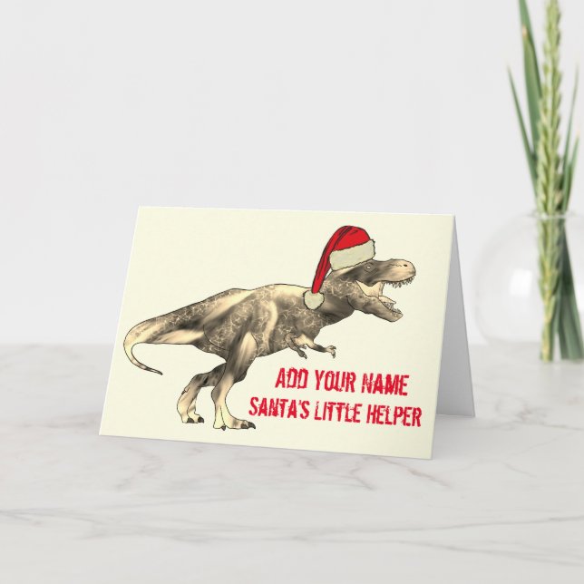 Tarjeta Festividad T Rex Navidades divertidos Dinosaurio I (Anverso)