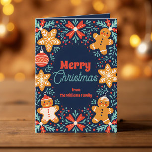 Tarjeta Festividades de los Navidades de pan de jengibre y