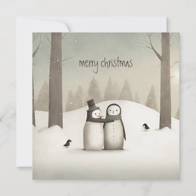 Tarjeta Festividades de los Navidades del Pingüino (Anverso)
