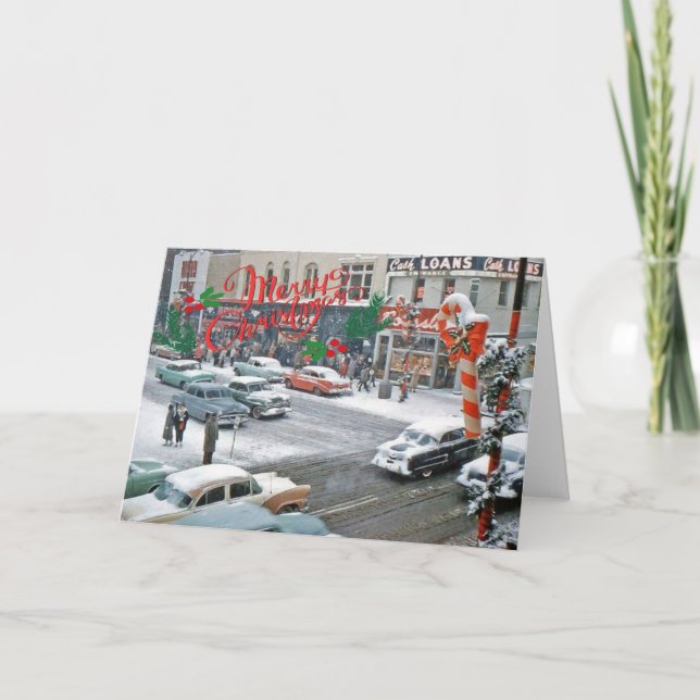 Tarjeta Festividades de los Navidades retro (Anverso)