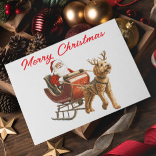 Tarjeta Festividades de Navidades Goldendoodle y Santa Dog