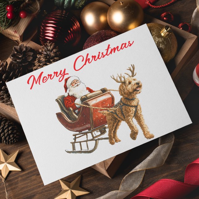 Tarjeta Festividades de Navidades Goldendoodle y Santa Dog (Subido por el creador)