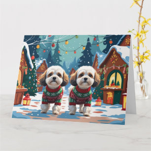 Tarjeta Festividades de nieve de los Navidades de Bichon F