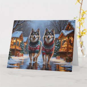 Tarjeta Festividades de nieve de Navidades de lapphund fin