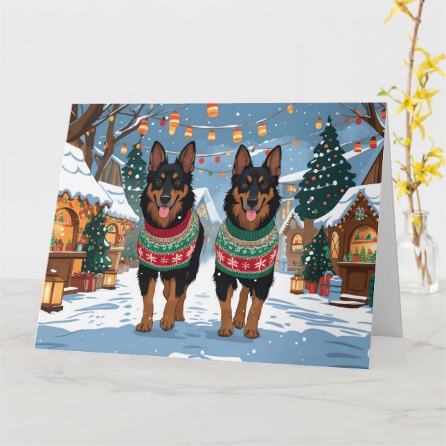Tarjeta Festividades de nieve de Navidades malineses de Bé (flor amarilla)