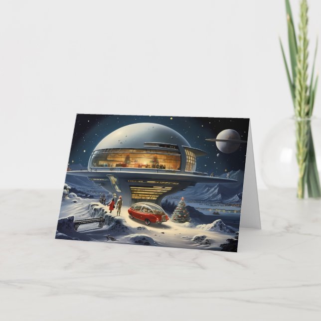 Tarjeta Festividades del Futurismo Retro: Una noche de Nav (Anverso)