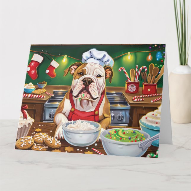 Tarjeta Festividades en Bulldog americano: Navidades festi (Anverso)