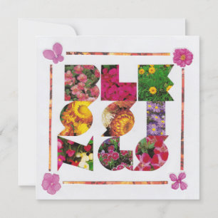 Tarjeta Festividades en las letras blancas y florales